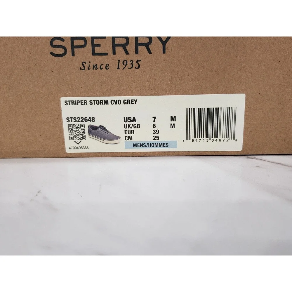 NEW SIZE 7‎ Sperry Men's Striper Storm CVO Gray Sneakers Boat Shoes Old Money